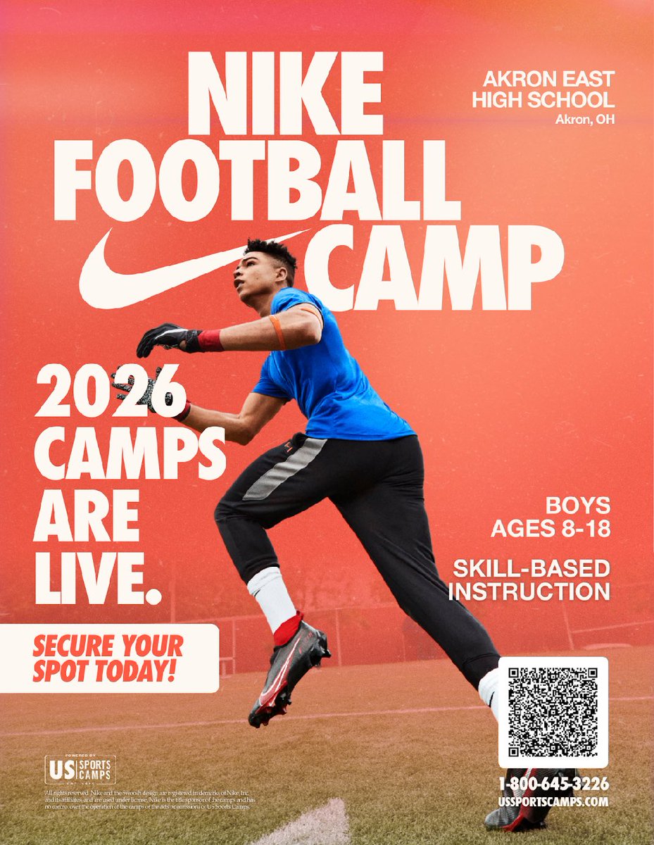 AkronsVO_21's tweet photo. Akron Nike Football Camp 🏈

Akron East HS- July 6th-8th, 2026 🎯

DISCOUNT CODE: APS35

https://t.co/3dSeCGG6yg https://t.co/xCAuXbq5TU