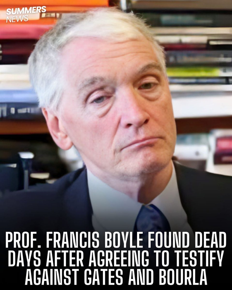 #ThrowbackThursday 

Never forget…

Just days after Prof. Francis Boyle agreed to testify against Bill Gates and Albert Bourla regarding the deadly COVID mRNA shots, he was found dead.
Boyle, the author of the US Bioweapons Act, had called the mRNA injections “bioweapons” and