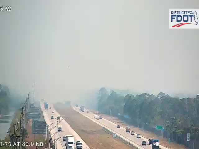 Smoke is reducing visibility to near zero along Alligator Alley