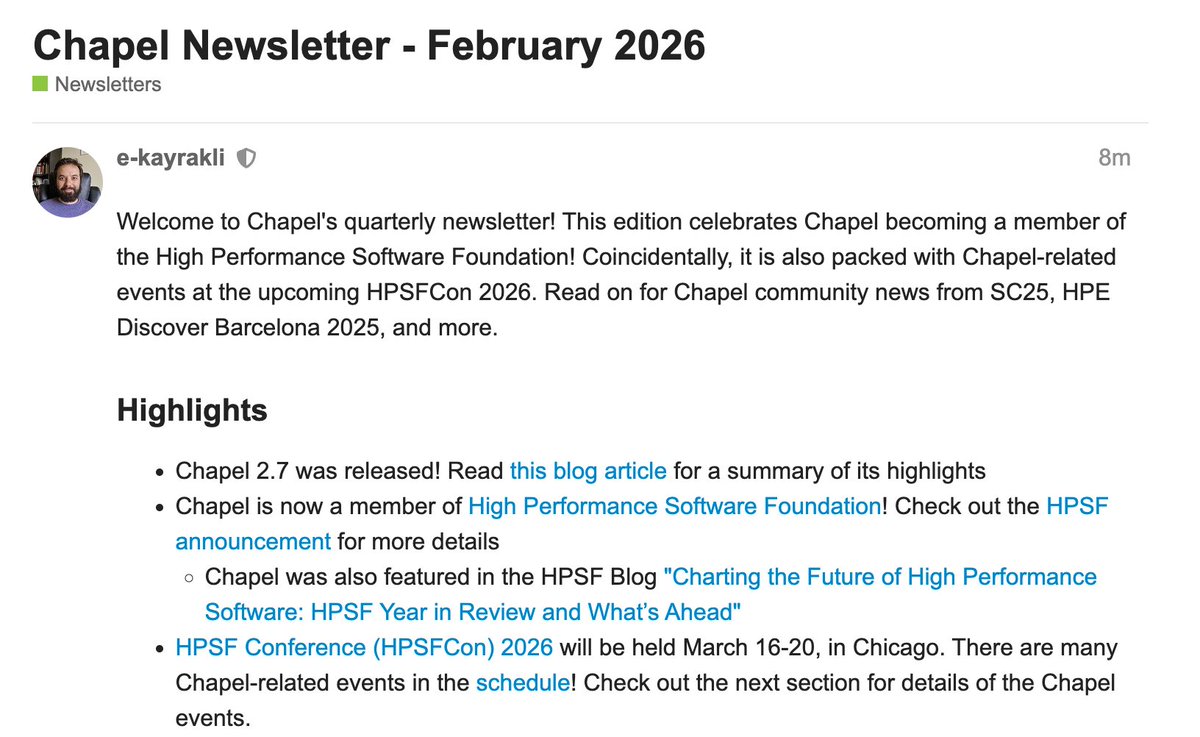 Chapel Language tweet media