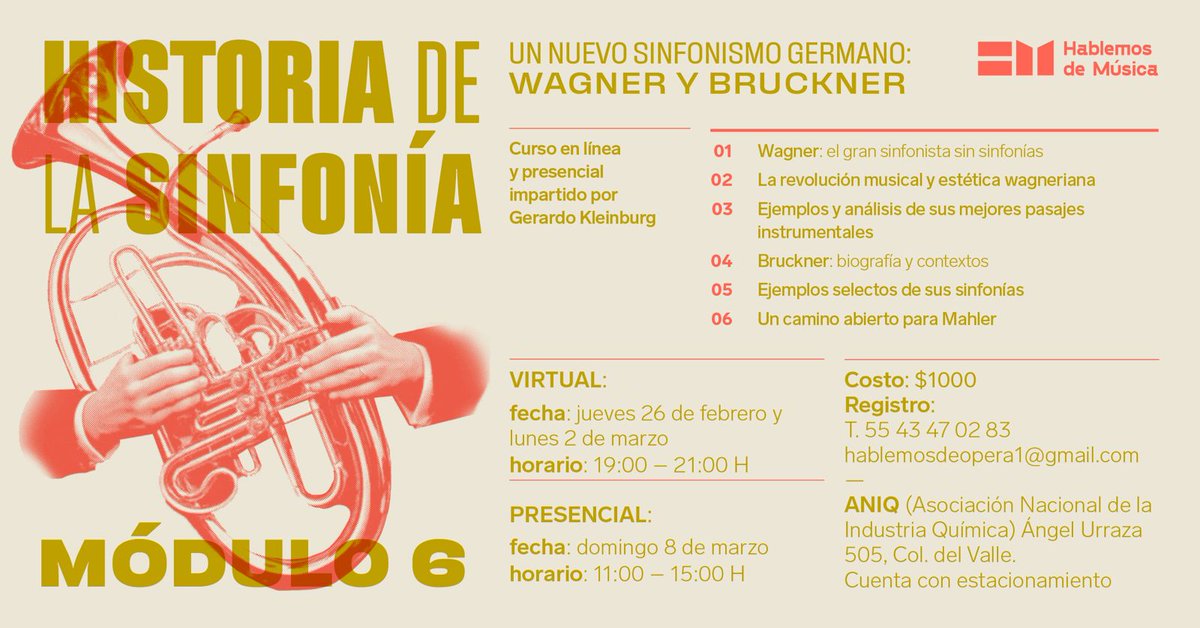 Inscríbanse a mi curso sobre Bruckner y la influencia de Wagner en él. Les aseguro que será una mega aventura sonora y espiritual. Como él mismo. Virtual: febrero 26 y marzo 2. Presencial: marzo 8. Costo: $1,000. Llamen o escriban a: 5543470283 + hablemosdeopera1@gmail.com. (RT)