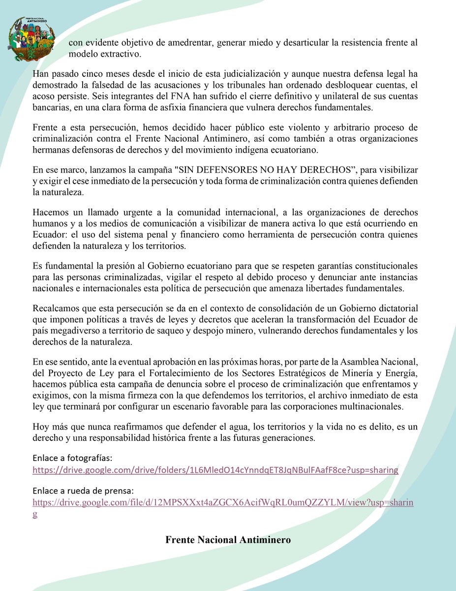 Frente Nacional Antiminero tweet media