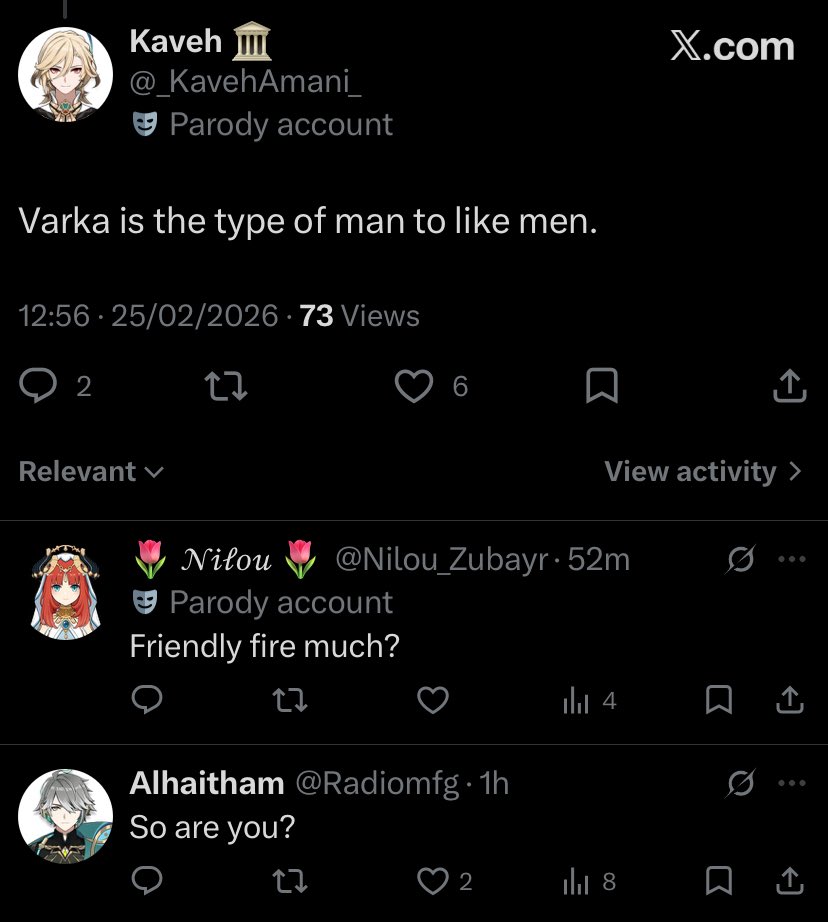 _KavehAmani_'s tweet photo. I look to my left, Nilou. 
I look to my right, my gay roommate. 

These friends stink of shit. https://t.co/ahX304mluZ