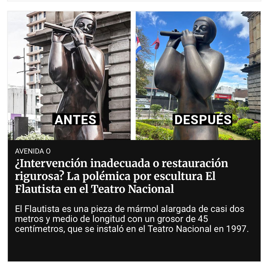 Los trabajos de restauración en el Teatro Nacional están salpicados de polémica.