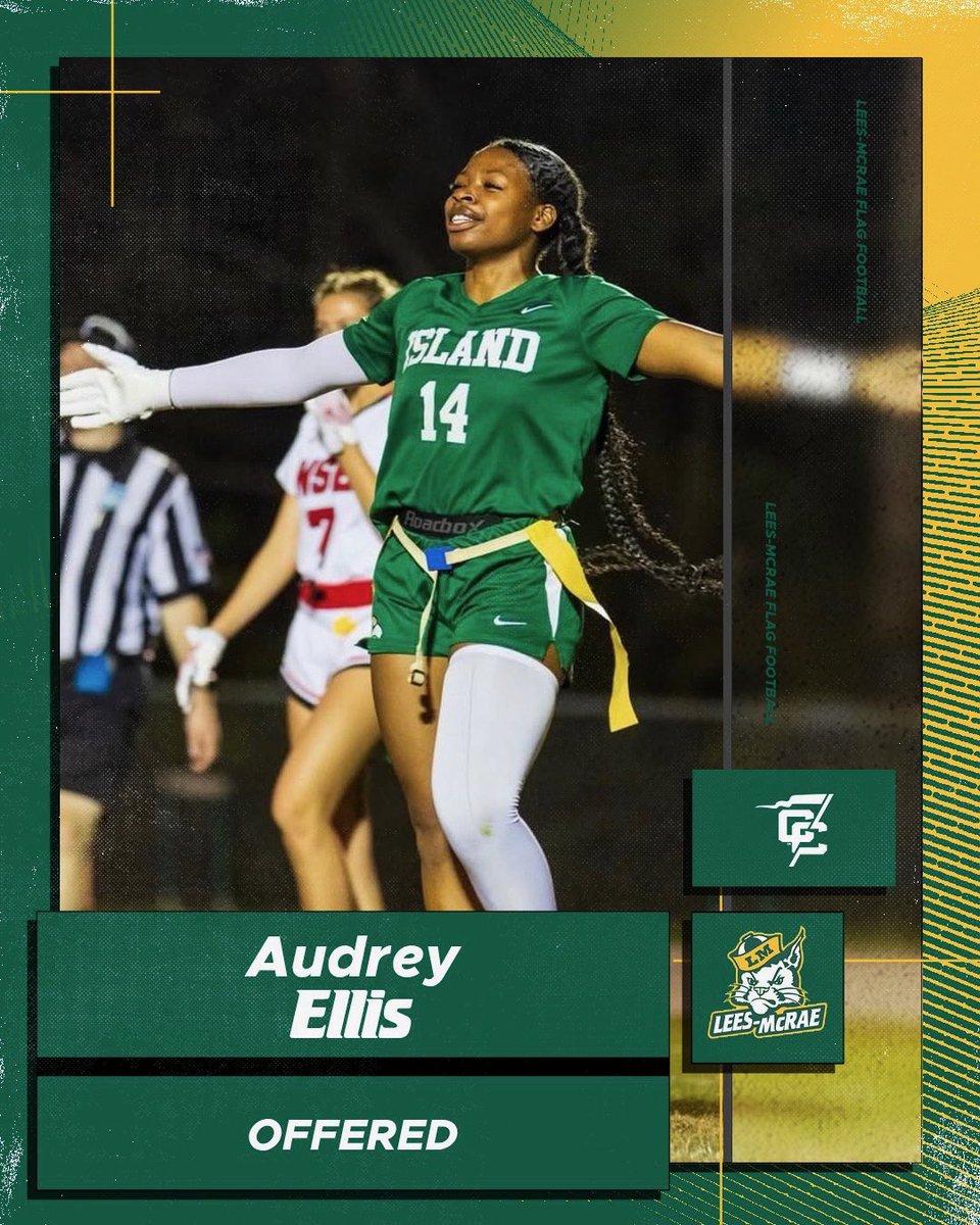 So excited to share that after an amazing conversation with <a href="/Coach_Brown12/">Mike Brown</a> . I am thankful and blessed to receive an offer at Lees McRae college!!!💚💛🤍 <a href="/LMC_FlagFB/">Lees-McRae College Flag Football</a>