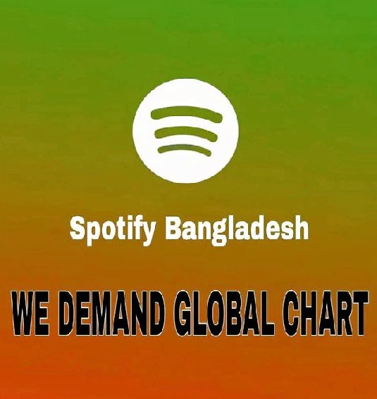 RatnaAntora's tweet photo. Dear @Spotify please launch official charts for Bangladesh 🇧🇩
#BDdeserveSpotifyChart
#BringSpotifyChartstoBD
#SpotifyBangladesh
#WeNeedChart
#WeNeedSpotifyChart #BringSpotifyChartstoBD https://t.co/jls4LVZMx9