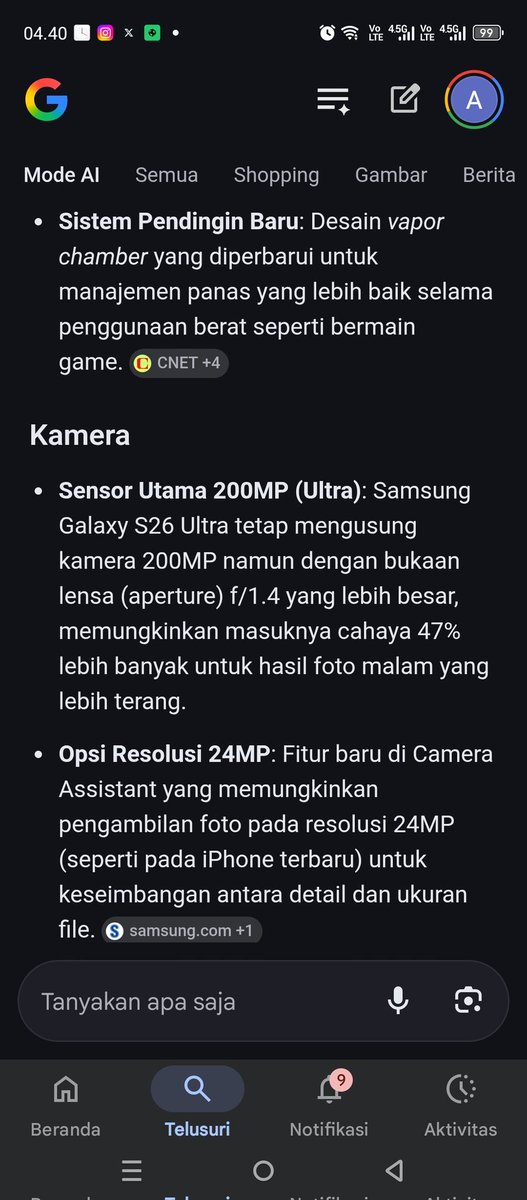 Arulsty05's tweet photo. @detikcom @samsungID Fitur terbaru di Galaxy S26 Series menurut hasil pencarianku ada Privacy Display (Layar Anti-Intip) yang bisa membatasi sudut pandang layar 🔐✨
#GalaxyS26 #detikcomxSamsung #YouAndAICan #GalaxyAI https://t.co/RiHaLvQm90