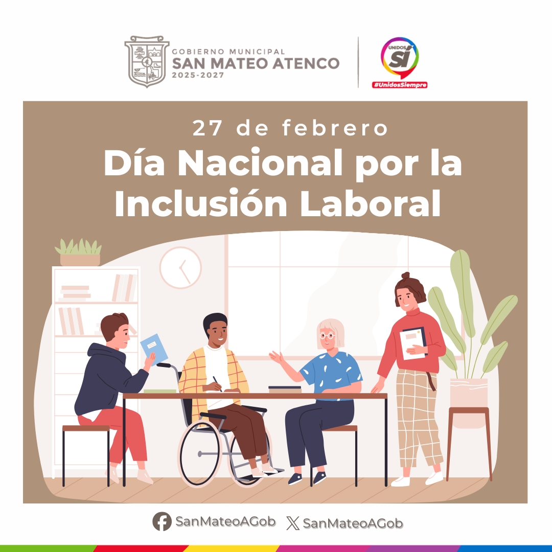 SanMateoAGob's tweet photo. 🗓️ #27deFeb | En tu Gobierno Municipal reafirmamos nuestro compromiso con el respeto, la igualdad de oportunidades y la inclusión laboral de todas y todos. 🩼♿👨🦼
#UnidosSí, #UnidosSiempre. https://t.co/Q2psDqybUd