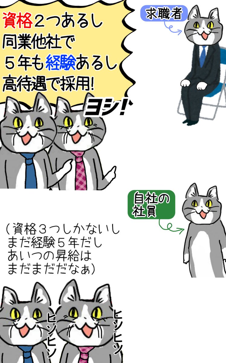 いい人材が他社に流出する弊社の図 #現場猫 