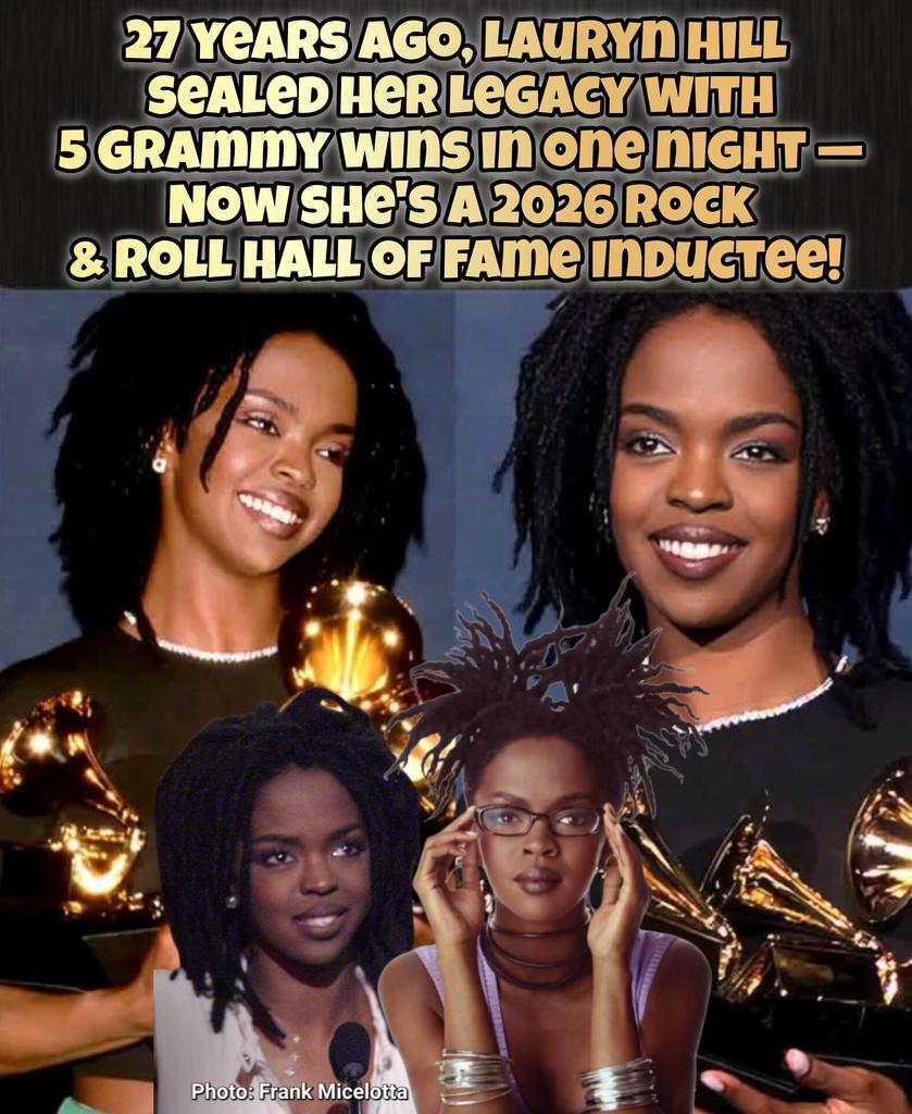 27 years ago, Lauryn Hill sealed her legacy with 5 Grammy wins in one night — Now she's a 2026 Rock &amp; Roll Hall of Fame Inductee! 🙌🏾✨️

  She's still her! ✨️

#Blackexcellence #bhm #LaurynHill
#Grammys #RockandRollHallofFame