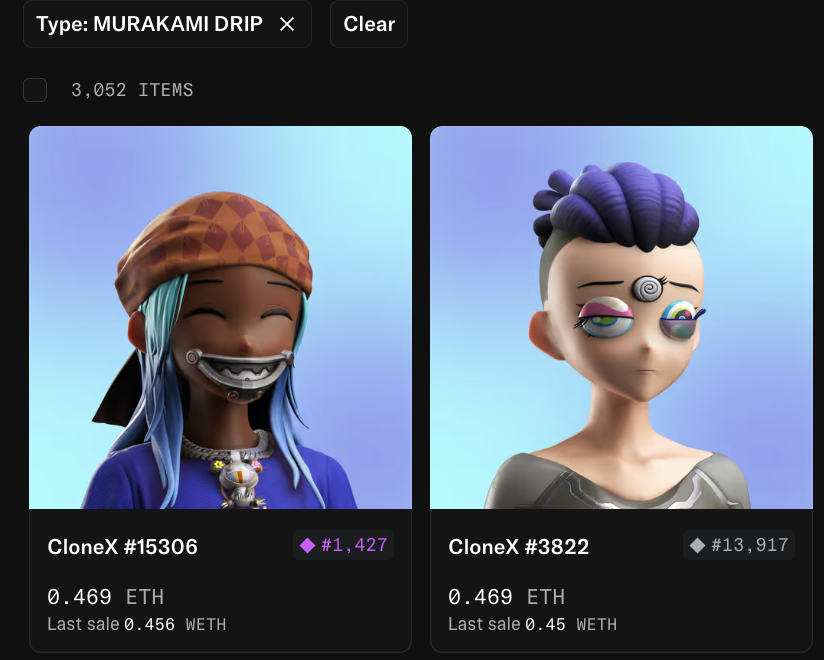 Neither fish nor fowl.

Over the past week, almost nothing has changed: the collection floor is drifting within ±10%, Murakami Drip slipped slightly below 0.5 ETH. Still, it’s all within normal market moves - no one is dumping, no one is aggressively sweeping. The market