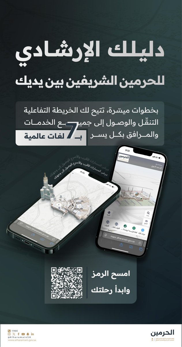 الخريطة التفاعلية دليلك الإرشادي للوصول إلى وجهتك بكل يسر في الحرمين الشريفين.