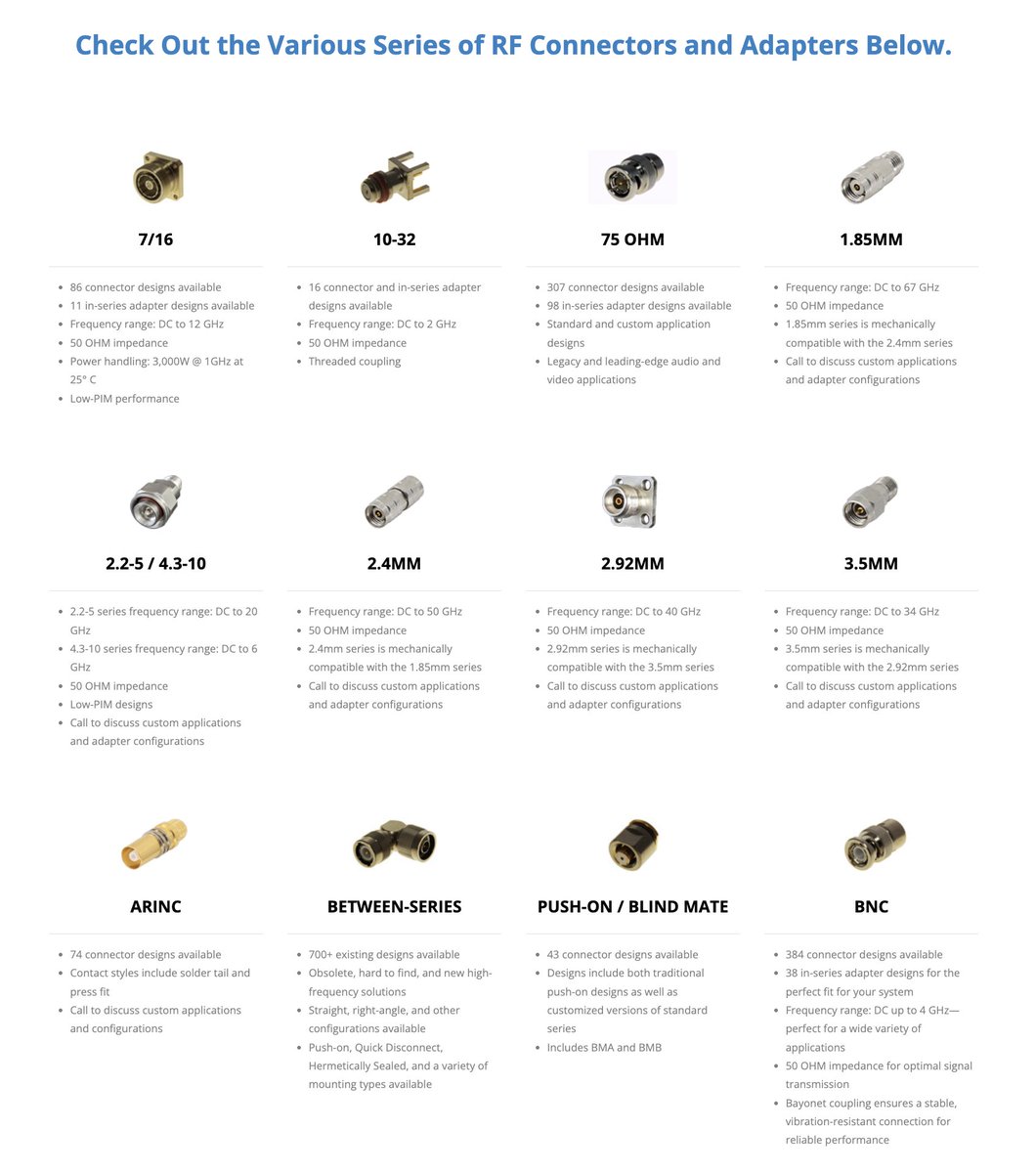 ConnectronicsRF's tweet photo. 100’s of RF and microwave connector options made easier.😃
Use our guide to compare common connector types and pick the right fit for frequency, size, and application.
👉 https://t.co/t9l1CtwEVr

#Connectronics #RFConnectors #MicrowaveConnectors #EngineeringTools #MadeInTheUSA https://t.co/2LiiZgmjcY