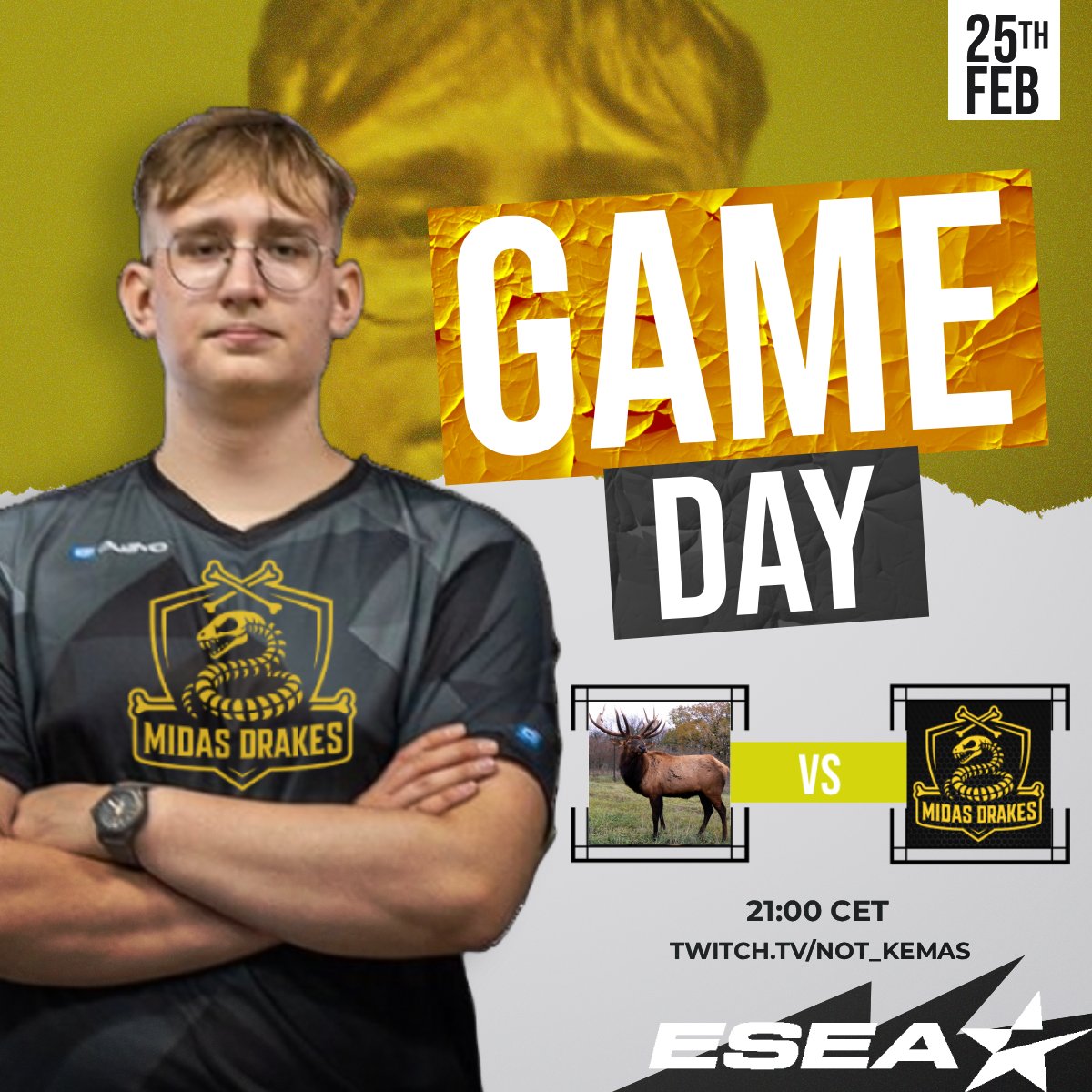 Today we are taking on #Wapiti in <a href="/ESEA/">ESEA League</a> 
intermediate s56

⏰21:00 CET  
📷twitch.tv/not_kemas

Hope to see you on the stream!

#Drakes4TheWin