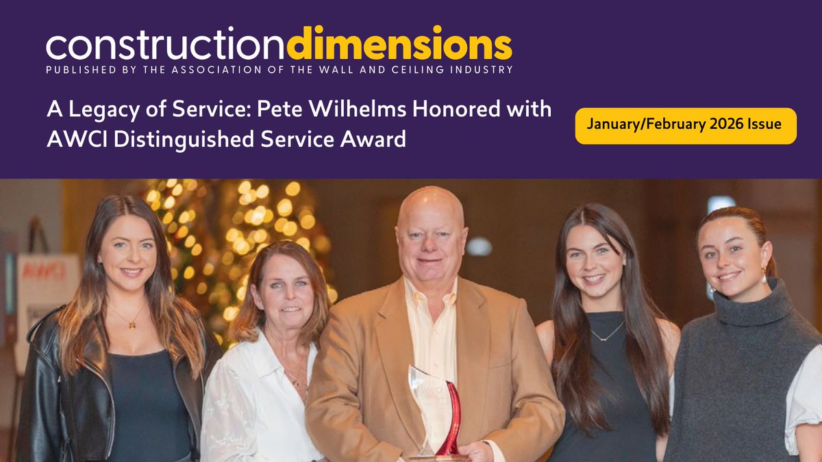 Pete Wilhelms learned he was this year’s AWCI Distinguished Service Award winner when long-time friend and AWCI President Jeff Dreisewerd invited him to a video meeting to tell him the good news.

👉 awci.org/media/feature-…

#AWCI26 #AWCIMedia #construction #walls #ceilings