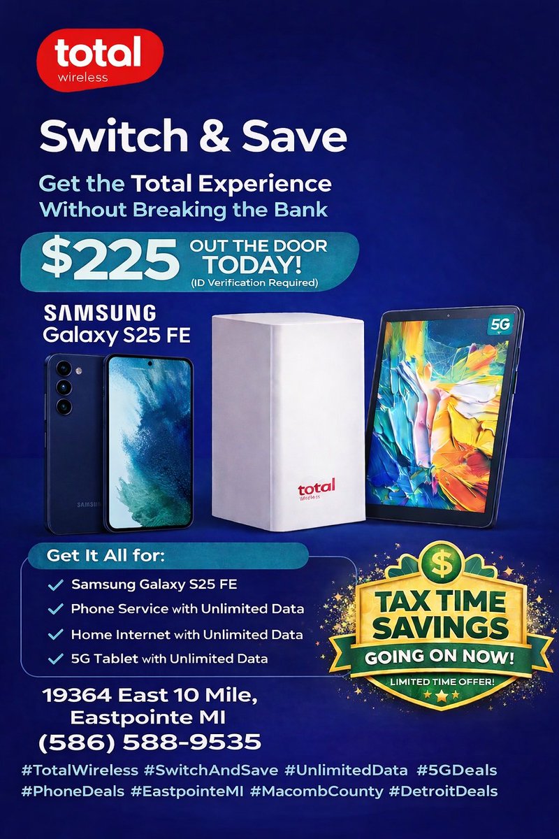 Total10mile's tweet photo. #TotalWireless
#SamsungGalaxy
#GalaxyS25FE
#SwitchAndSave
#UnlimitedData
#5GDeals
#PhoneDeals
#NoContract https://t.co/NAnMxkI05u
