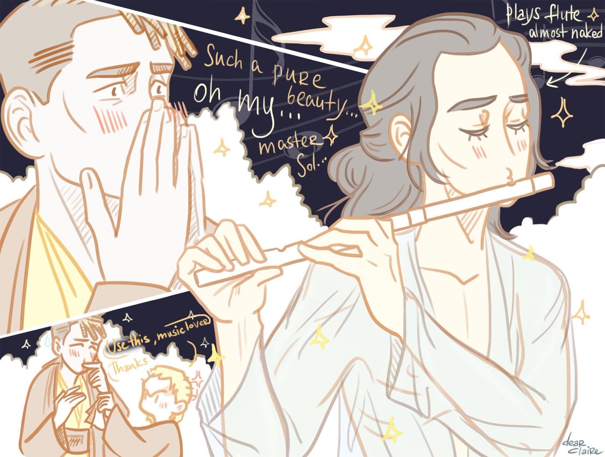 dearClaire_me's tweet photo. Headcanon that Sol calms his soul by playing flute facing nature while wearing negligee #theacolyte #yordsol #masterSol https://t.co/NcoBSm2Jih