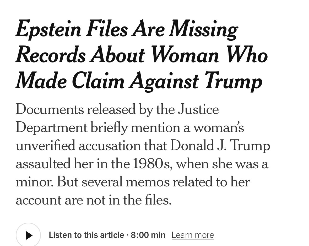 That’s quite a trifecta of Epstein stories this am.

<a href="/WSJ/">The Wall Street Journal</a> <a href="/nytimes/">The New York Times</a>