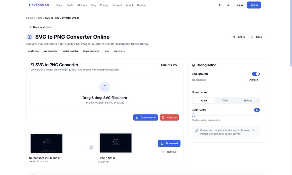 devtoollab's tweet photo. 🎨 Need PNG from SVG fast?

Convert SVG to high-quality PNG instantly no installs, no hassle. Perfect for designers &amp; devs 🚀

Try it 👉 https://t.co/zMKqgaq7I5

#DevToolLab #DesignTools #WebDev #ImageConverter #Creators https://t.co/eHZiCqEBio