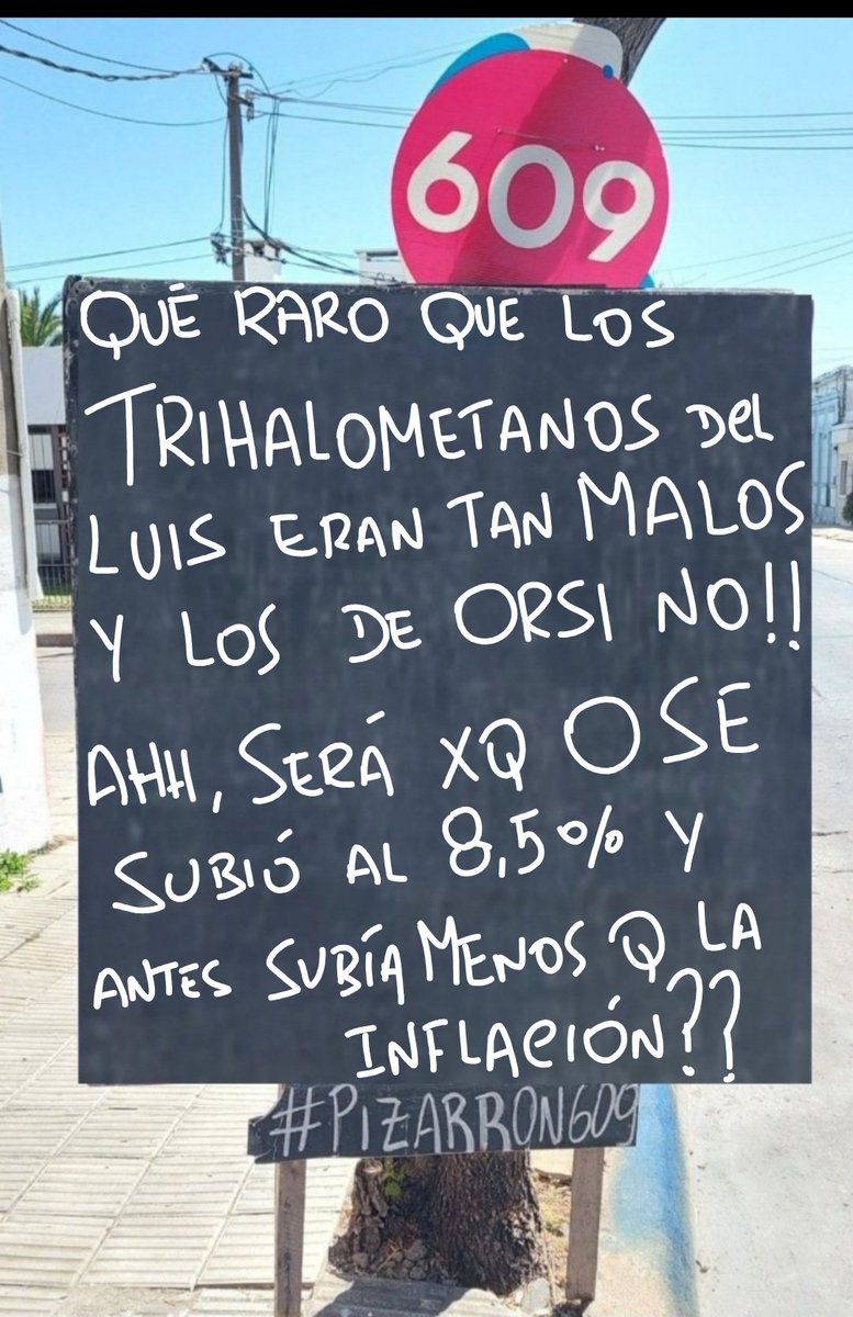 El Luís tenía los trihalometanos malos en el agua de OSE y ahora los mismos son inocuos con Orsi...