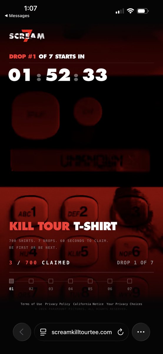 DeanKauer's tweet photo. @ScreamMovies This is all sorts of muffed up? How did we get back to drop number one, timer keeps changing and only 3 shirts have been claimed? https://t.co/Ma6xd6johb