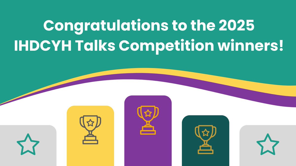 CIHR_IHDCYH's tweet image. Congratulations to the 2025 #IHDCYHTalks Competition winners! 
Thank you to everyone who submitted a video, infographic, or podcast episode for this competition. buff.ly/VP3lDny #knowledgemobilization