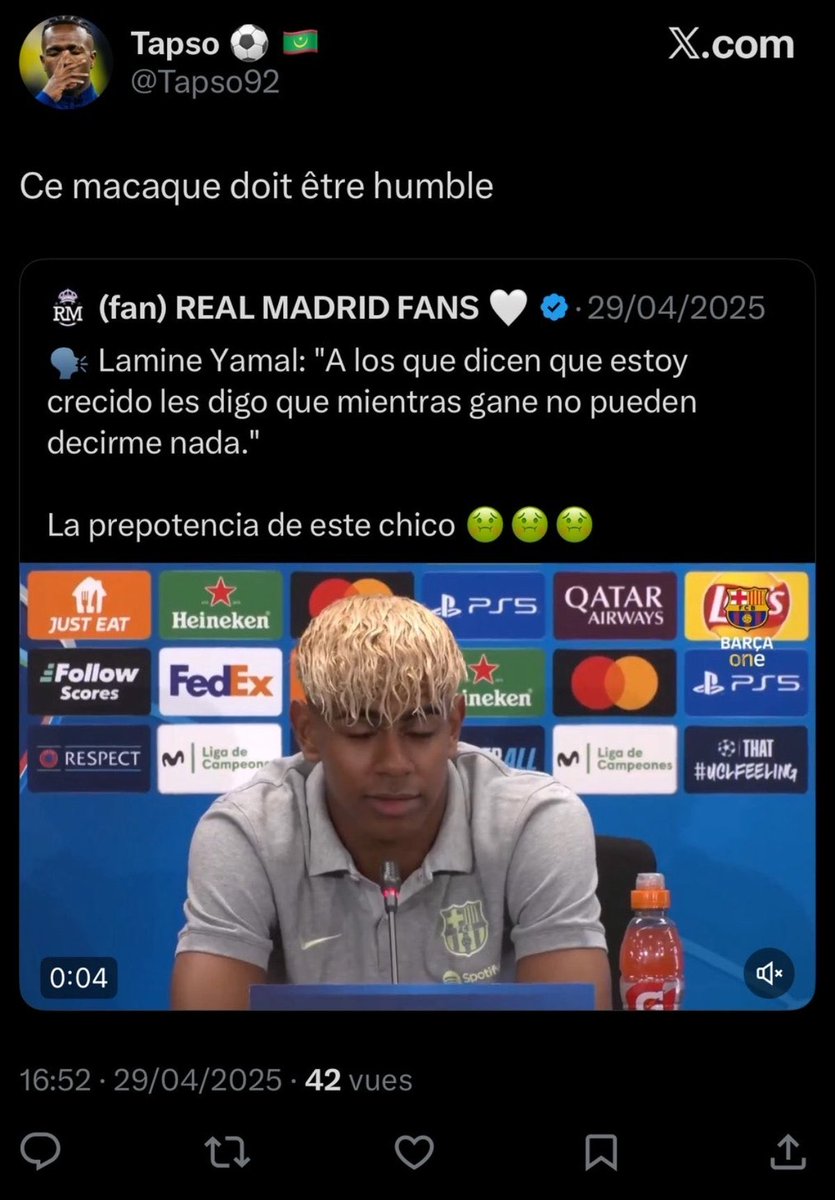 nn8yt's tweet photo. Mais ? t’es pas musulman toi t’es juste un putain de raciste, enfant d’pute va https://t.co/YYVJtqepyA