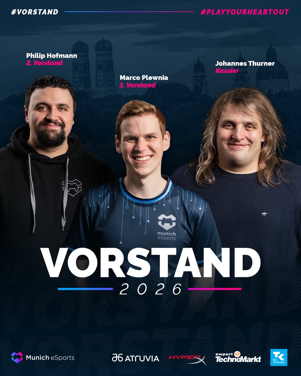 🗳️🗳️🗳️
Auch ohne Quadratmeter-großen Stimmzettel haben wir im ersten Wahlgang eine neue Spitze für München(s E-Sport Verein) gefunden.

Herzlichen Glückwunsch an das neue Trio:
<a href="/St34m_muc/">St34m | Marco</a> 
<a href="/NightTrix_/">NightTrix</a> 
<a href="/DrFleischmannV/">Johannes Thurner</a>

#PlayYourHeartOut #wahlen #münchen