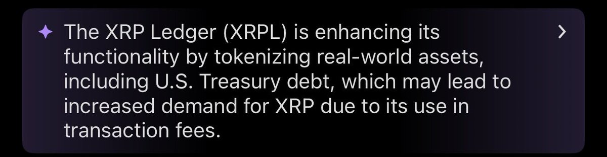 XrpUdate's tweet photo. The $XRP Ledger continues to expand its utility through the tokenization of real world assets, including U.S. Treasury debt. 🇺🇸 

As on-chain activity grows, #XRP’s role in transaction fees could support increasing network demand. https://t.co/ZvS8rOdGqp