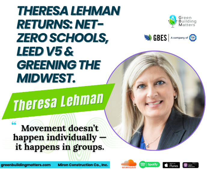 CharlieCichetti's tweet photo. #LEEDFellow  Theresa Lehman is back on the podcast! 

Since her first episode in 2021, she’s doubled down on big-impact projects — like delivering one of the largest net-zero middle schools in the U.S. and advising on next-gen data center sustainability... https://t.co/F3Cso3T40p