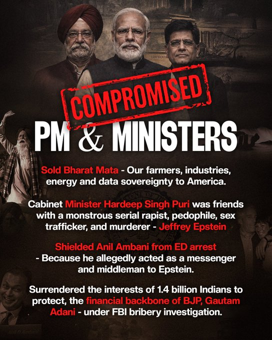 iPraveenX's tweet photo. Compromised PM & Ministers!
#CompromisedBJP
#BesharmPM https://t.co/VdMqUMeXdF