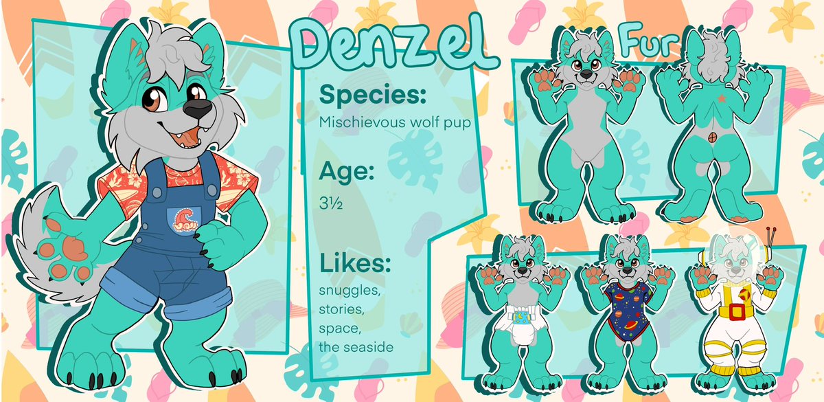 SoftestBean's tweet photo. Completed little fur reference sheet for Denzel the wolf!  (and theres a diaper free version up on my main account!) https://t.co/Mek2mwzHQe