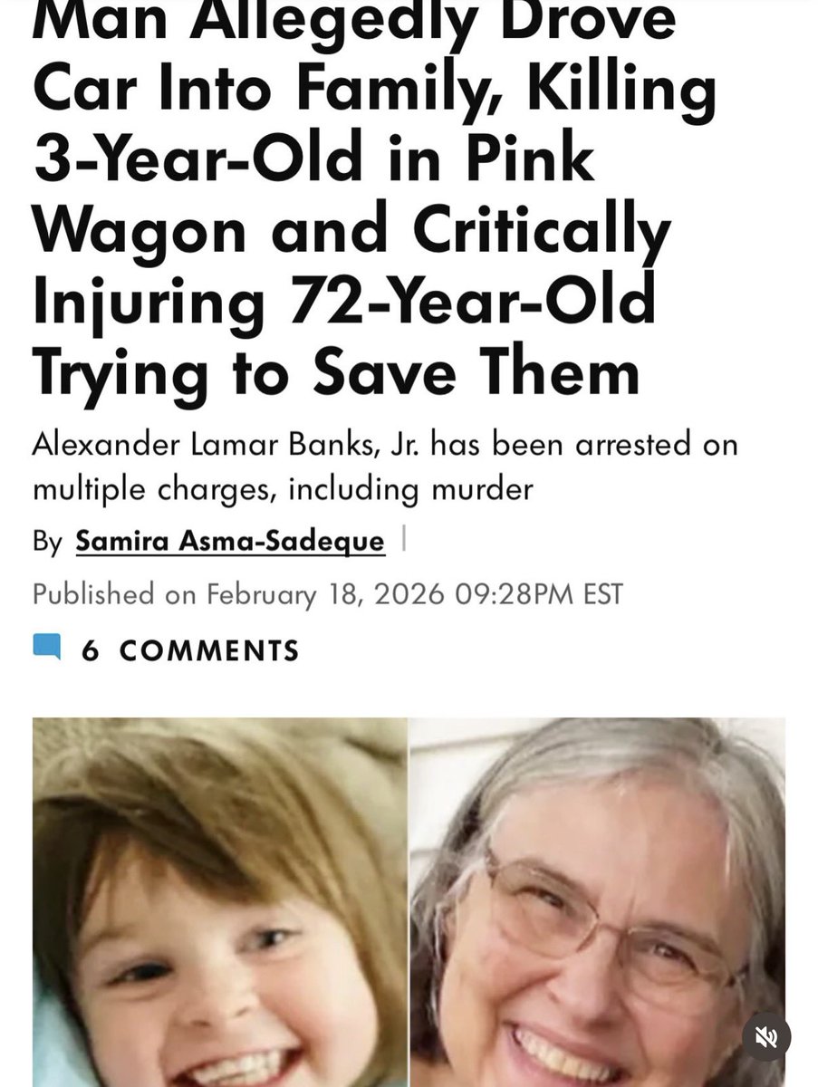 Here’s one you won’t hear about.

Delta Township, Michigan.

21-year-old Alexander Lamar Banks, Jr. crashed his car into a couple that were pulling their 3-year-old daughter in a pink wagon.

He then opened fire on the family, striking them all.

He reloaded his gun, and shot