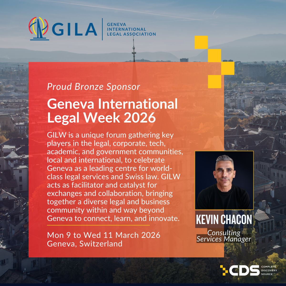 CDS is proud to sponsor Geneva International Legal Week March 9–11. Be sure to meet CDS' Kevin Chacon in Geneva to discuss how Relativity aiR for Case Strategy can accelerate investigations across EMEA — without compromising defensibility. cdslegal.com/event/geneva-i…