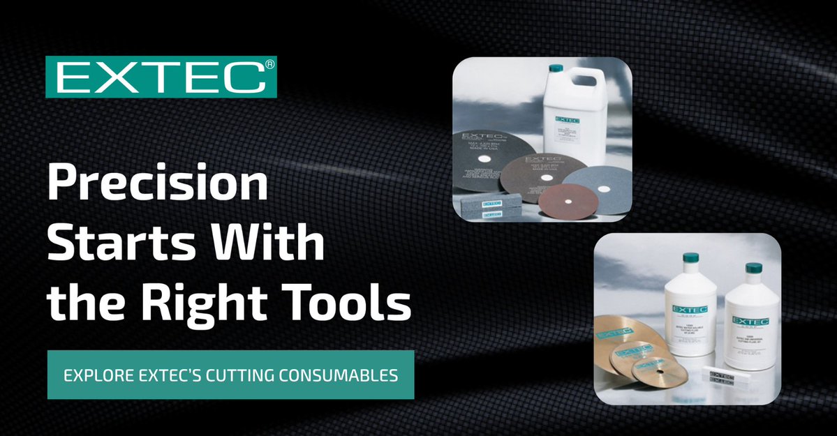 ExtecCorp's tweet image. From burr-free sectioning to ultra-precise slicing, Extec has you covered:
🔹 Abrasive Cut-Off Wheels
🔹 Diamond Wafering Blades
Precision you can trust. Explore options at shorturl.at/XGQrH

#Extec #CuttingTools #WaferingBlades #CutoffWheels
