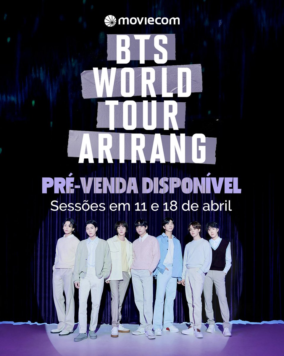 moviecom's tweet photo. Prepare sua Army-Bomb e o coração! 💜
A PRÉ-VENDA de BTS WORLD TOUR ARIRANG já está disponível na Moviecom. 💣 Garanta seu ingresso no site/app agora mesmo!
👉 Valores:
R$ 60 - inteira
R$ 30 - meia entrada
R$ 30 - clientes M+
#BTS #Army #Armys #Kpop #Kpopper https://t.co/BzbnEths5I