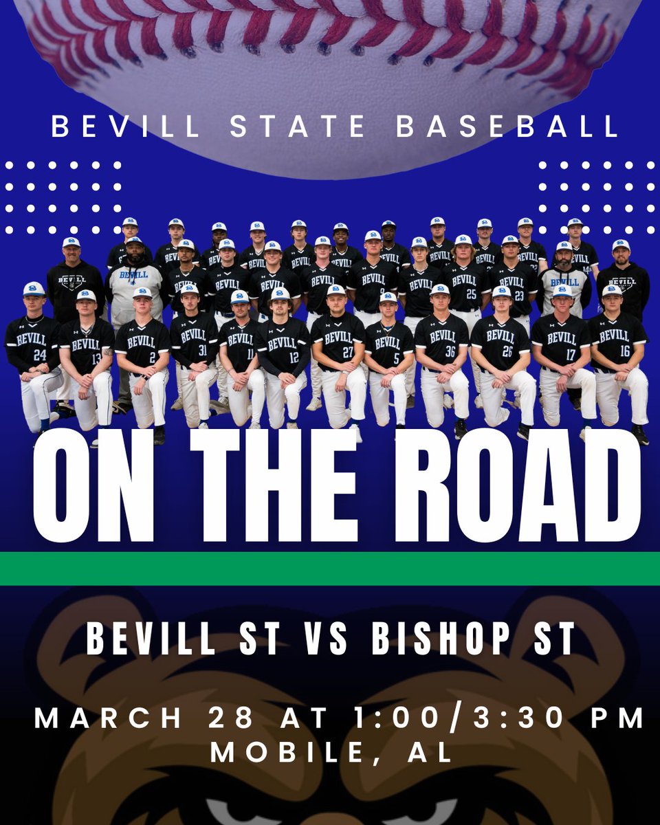 BevillBaseball's tweet photo. ⚾️ Game Day ⚾️
Bevill State travels to Bishop State today!
🗓 3/28
⏰ 1:00 PM &amp; 3:30 PM
📍 Away
Go Bears! 💙💚🐻
#BevillState #BearBaseball #GameDay https://t.co/bfYUpe8HBr