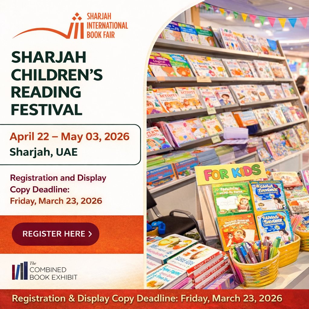 CombinedBook's tweet photo. Join us at the Sharjah Children’s Reading Festival.

Location: Sharjah, UAE
Dates: April 22 – May 03, 2026
Registration Deadline: March 23, 2026
Register: https://t.co/xUjzCwVbCg

#SharjahReadingFestival #ChildrensBooks #BookMarketing #AuthorLife #GlobalPublishing #BookFair2026 https://t.co/q4BLyAy8NA