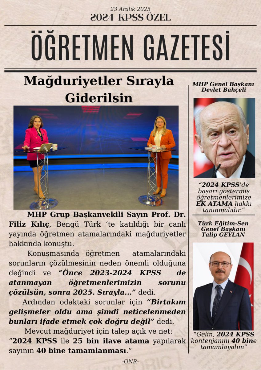 2024 kpss 25 bin ek atama bekleyen öğretmenler olarak bizlere verdiğiniz destek için ve her zaman yanımızda durduğunuz için size çok teşekkür ederiz 🙏 
<a href="/dbdevletbahceli/">Devlet Bahçeli</a> <a href="/PrfDrFilizKilic/">Prof. Dr. Filiz KILIÇ</a> <a href="/erkanakcay45/">Erkan Akçay</a> <a href="/RTErdogan/">Recep Tayyip Erdoğan</a>
