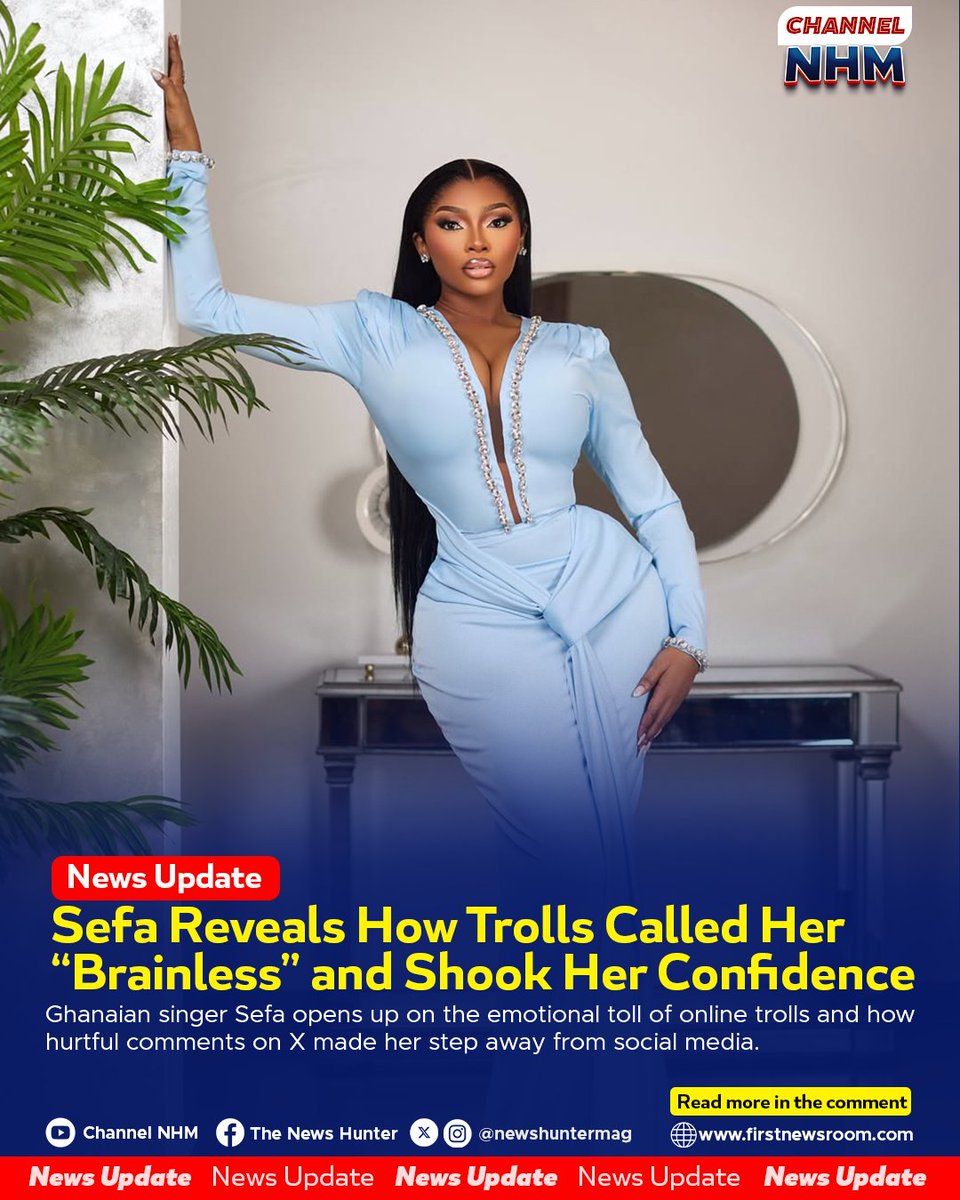 Newshuntermag's tweet image. Sefa Reveals How Trolls Called Her “Brainless” and Shook Her Confidence  

firstnewsroom.com/2026/02/24/sef… 

#Sefa #DBlack #SocialMedia #SocialMediaTrolls
