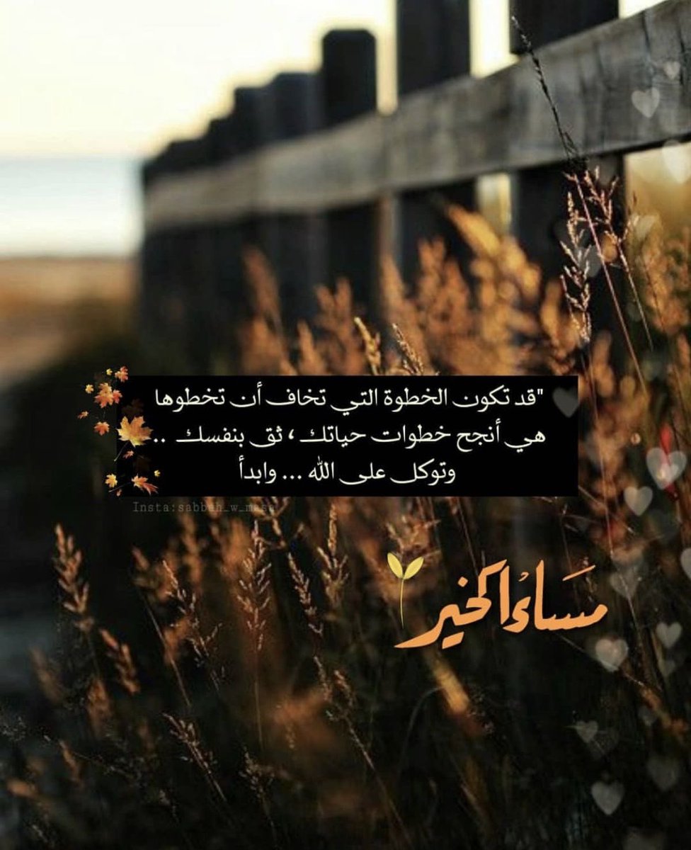 اللهم اجعل هذا المساء بداية طمأنينة، ونهاية لكل تعب، واكتب لنا فيه خيرًا يفوق توقعاتنا 🤍✨

#مساء_الخير 
#اسعـد_الله_مساءڪم 
#مساء_الخير_والسعاده_للجميع
#تابعني_اتابعك_فوراً 
#تابعني_اتابعك 
#بدايـــــــــــــــہ