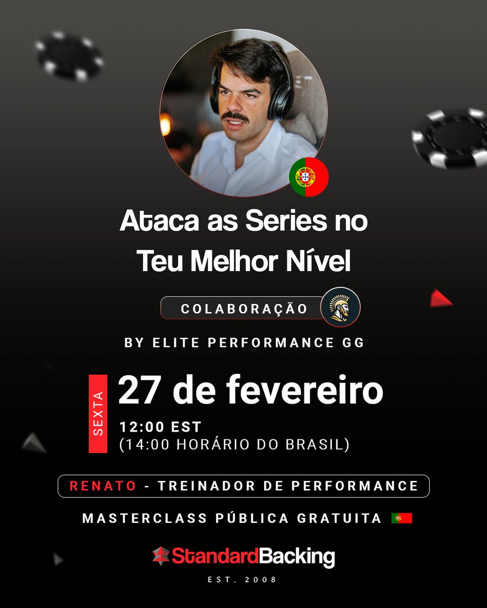 Tournament series don’t reward hype.
They reward preparation.

February 27 — we go live with Renato (Performance Coach) in collaboration with Elite Performance GG.

Masterclass: Attack the Series at Your Highest Level

• Structure
• Energy management
• Mental stability
•