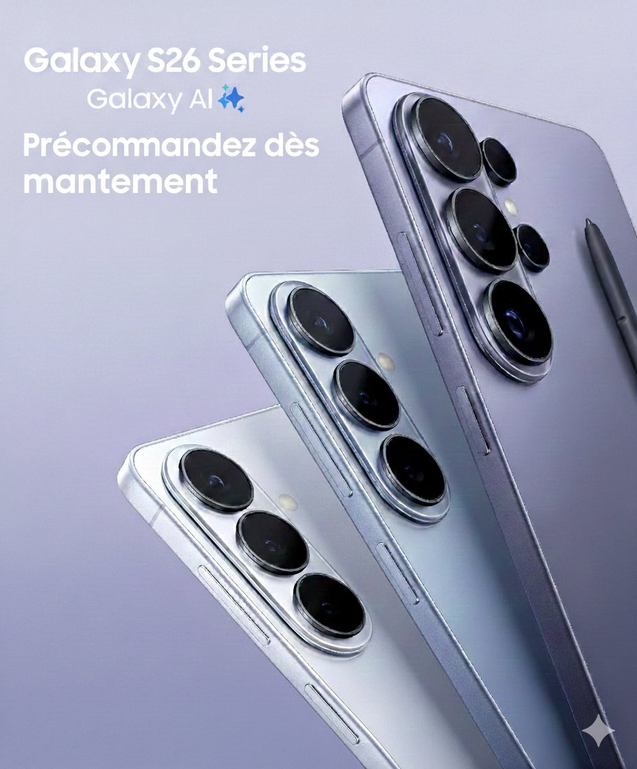 AubaineX's tweet photo. Le nouveau Galaxy S26 arrive et les précommandes viennent d’ouvrir sur Amazon. Nouveau design, puissance améliorée et grosses nouveautés attendues cette année chez Samsung

Lien de précommande ici ; https://t.co/RrGlLt8JCN

#GalaxyS26  #GalaxyAI #GalaxyUnpacked #s26ultra https://t.co/MAu9M2V56v