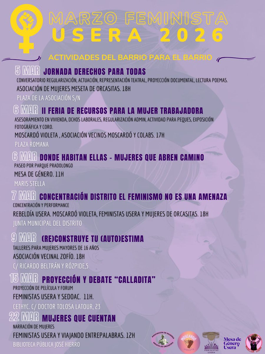 angelesbrinon's tweet image. Un año más en #Usera  tendremos un #MarzoFeminista 
Juntas contra las amenazas y descalificaciones 
#UseraFeminista