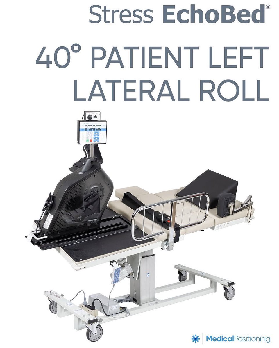EchoBed's tweet photo. The Stress EchoBed® is a unique supine bicycle for ergometry that enables you to obtain echo images during and exactly at peak exercise. It features electric adjustable positioning from 0-40° patient left lateral tilt needed for collecting heart images during exercise. https://t.co/i7jEox78mc