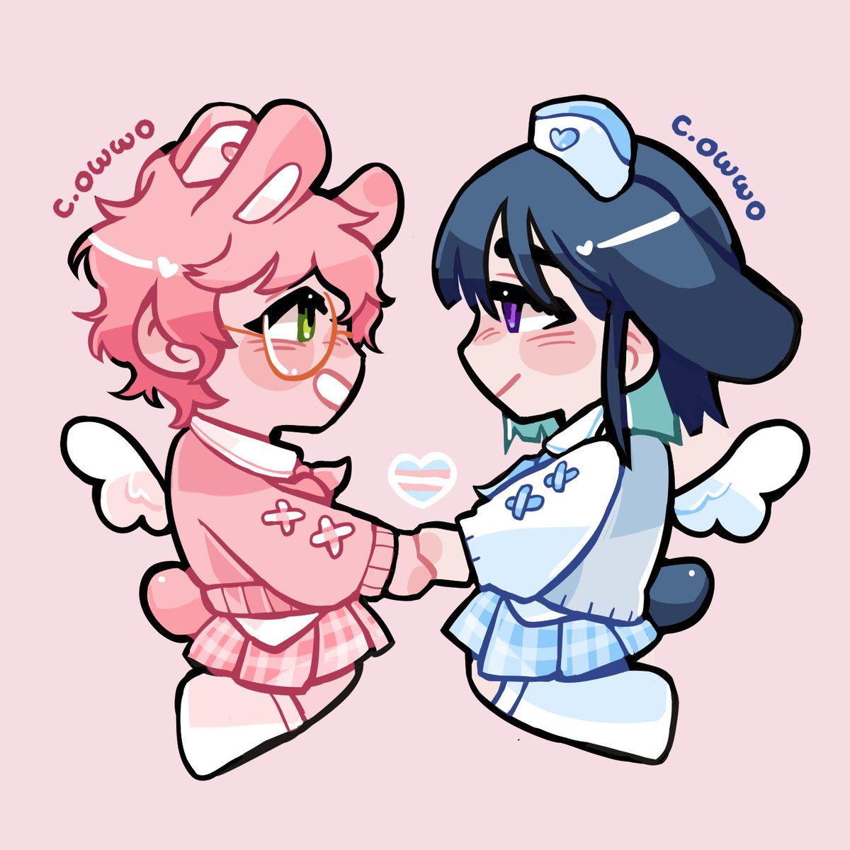 chicheesticks's tweet photo. my lil cupids holding hands🐇🪽  hehe... comm'ed from @chommeyowwo 💞!!!! #mizisua https://t.co/wmuy4GphMz