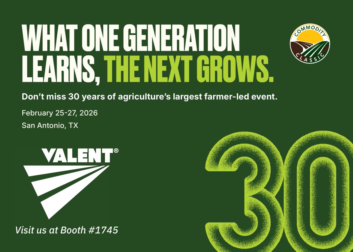 We’re LIVE at Commodity Classic in San Antonio🤠🌽

Come find us at Booth #1745! Stop by, say hello, and let’s talk about how we can help make this season a strong one.

<a href="/ComClassic/">Commodity Classic</a> #CommodityClassic #TeamValent #AgLife #FarmStrong