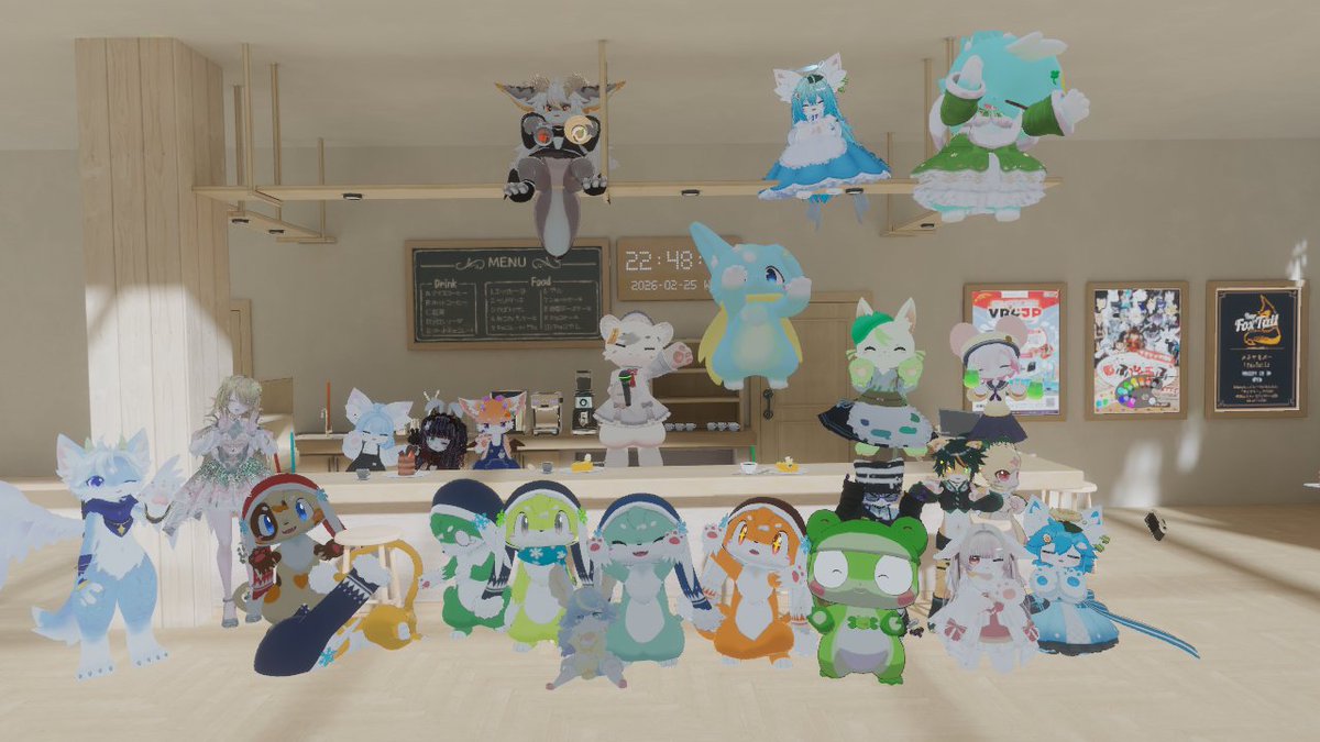 今日のVRCではぷてぃぱれっとにお邪魔しました～。
店長(らめんちゃん)×3 かわいい～！

その後は、はこだまボドゲインスにお邪魔して、拡張版を遊ばせていただきました～！初プレイでSpyroBlackyさんに勝利！やったー！(写真取ってなかった😔)