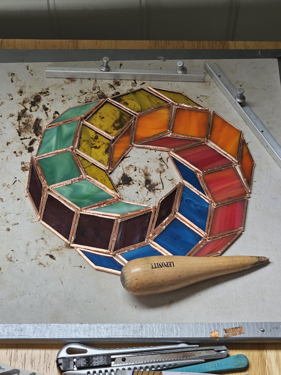 #WIPWednesday. Been really lazy this week and only got stage 2 of 4 done on this piece, still got to solder then clean it up. #BearsAfloat #stainedglass #buyitoffaboat #RCTA