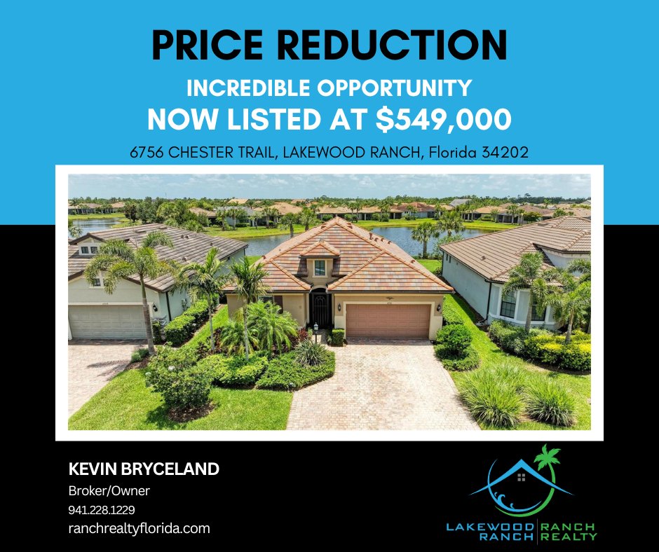 kbryceland's tweet photo. $26K price reduction! 🔥 Seller motivated &amp; entertaining all offers. Waterfront 2BR+den in Del Webb Lakewood Ranch with quartz kitchen, open layout &amp; screened lanai. Resort-style 55+ living at its best. Schedule your showing!  #LakewoodRanch #55PlusLiving #FloridaHomes https://t.co/wBsgx0DVe5